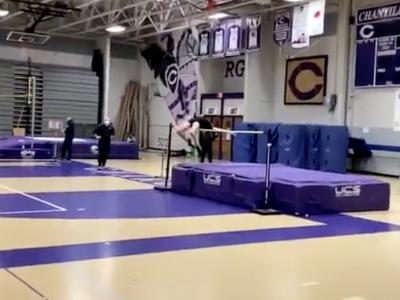 Student high jumping 